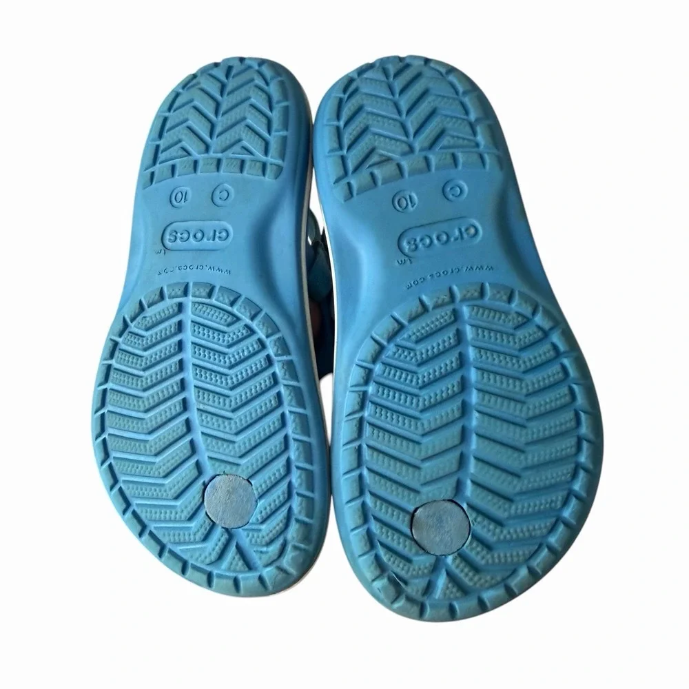 Kids Boy's Crocband Shark Heel Strap Flip Flop Sandal 206429 Blue White Size C10